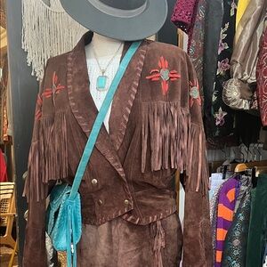 Western chic fringe Suede jacket